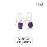 Natural Amethyst Hook Earring 925 Sterling Silver Jewelry